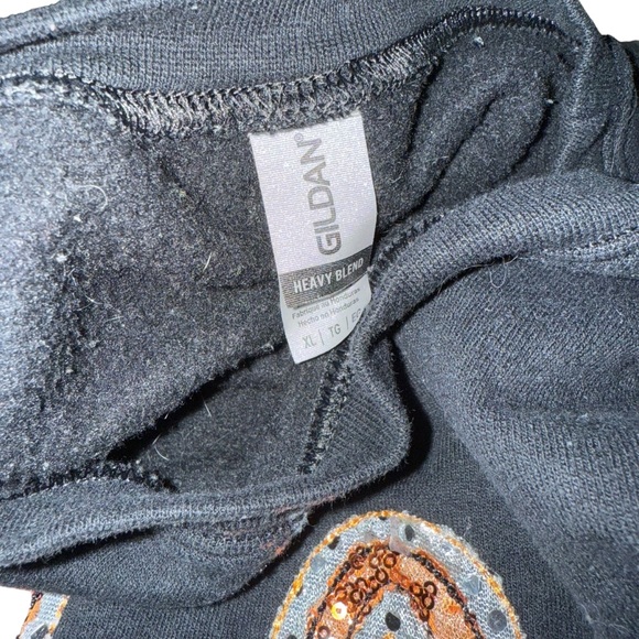 Gildan Black Sweatshirt with Orange and White Design - Picture 3 of 3